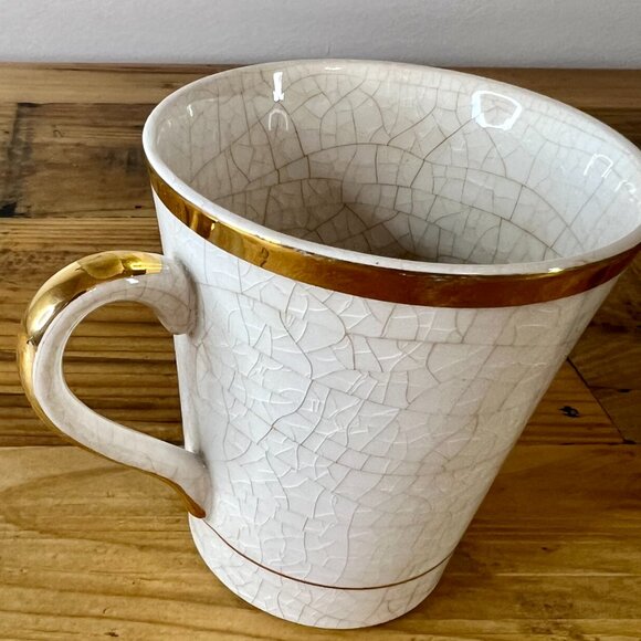 Vintage Enoch Wedgwood Tunstall Ivory & Gold Letter "K" China Coffee Tea Cup Mug - Picture 5 of 7